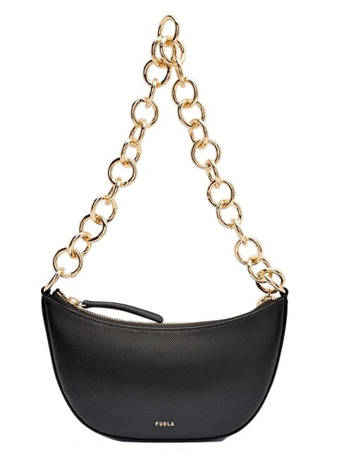 FURLA SFERA Mini shoulder bag in leather with Ares print Black - Women’s Bags