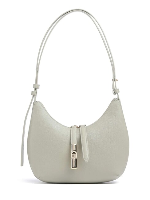 FURLA GOCCIA Hammered leather shoulder bag light sage - Women’s Bags