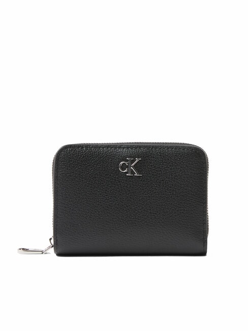 CALVIN KLEIN CKJ MINIMAL MONOGRAM Medium Leather Wallet on black - Women’s Wallets