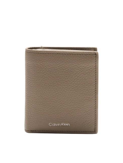 CALVIN KLEIN CK LEATHER Vertical leather wallet taupe - Men’s Wallets