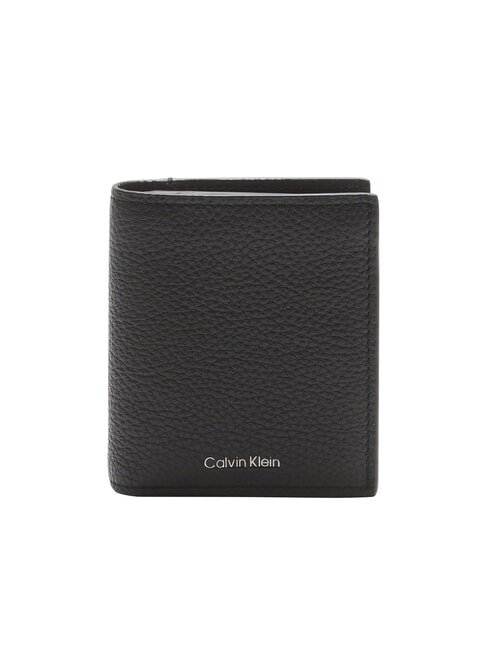CALVIN KLEIN CK LEATHER Vertical leather wallet on black - Men’s Wallets