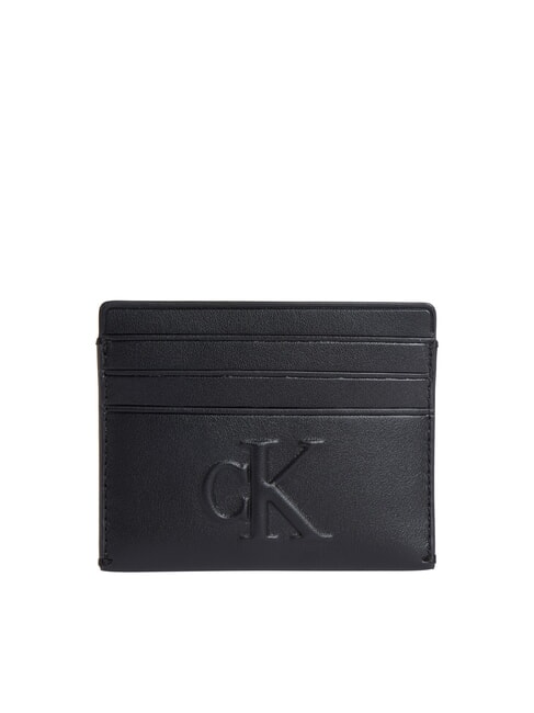 CALVIN KLEIN CKJ SCULPTED IMPRESS Flat credit card holder on black - Men’s Wallets