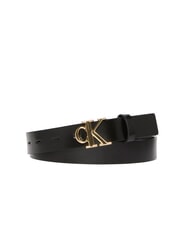 CALVIN KLEIN MONOGRAM BUCKLE Leather belt with metal logo - Belts