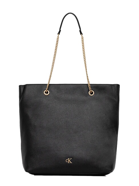 CALVIN KLEIN CKJ MINIMAL MONOGRAM Chain Handle Shopping Bag on black - Women’s Bags