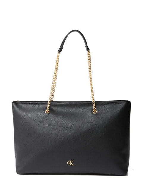 CALVIN KLEIN CKJ MINIMAL MONOGRAM Chain Handle Shopping Bag on black - Women’s Bags