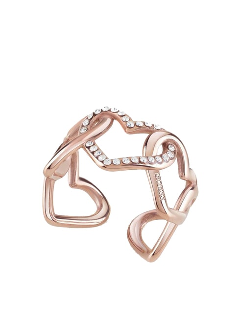GUESS HEART TO HEART Heart ring with crystals ROSE GOLD - Rings