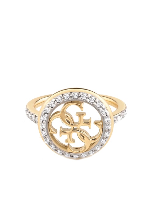 GUESS LIFE IN 4G Ring with logo and crystals yellow gold - Rings