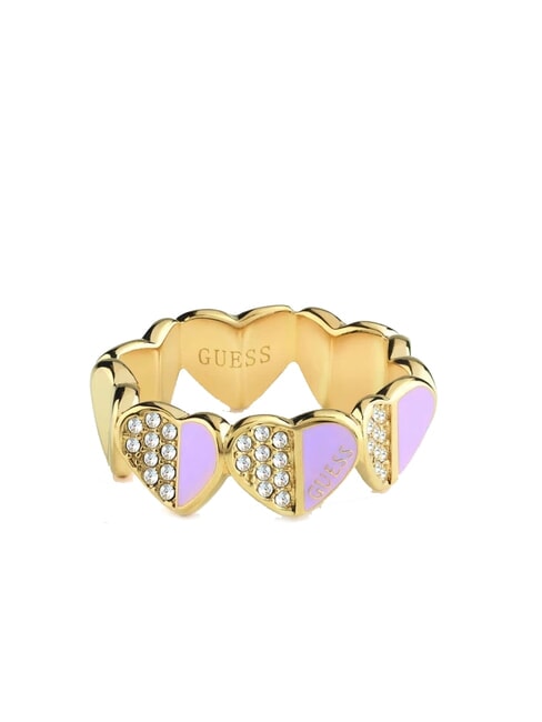 GUESS LOVELY Ring with enameled hearts and zircons yellow gold/lilac - Rings