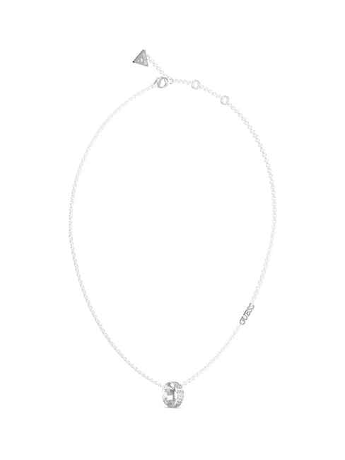 GUESS ROLLING HEARTS Zirconia Charm Necklace SILVER - Necklaces