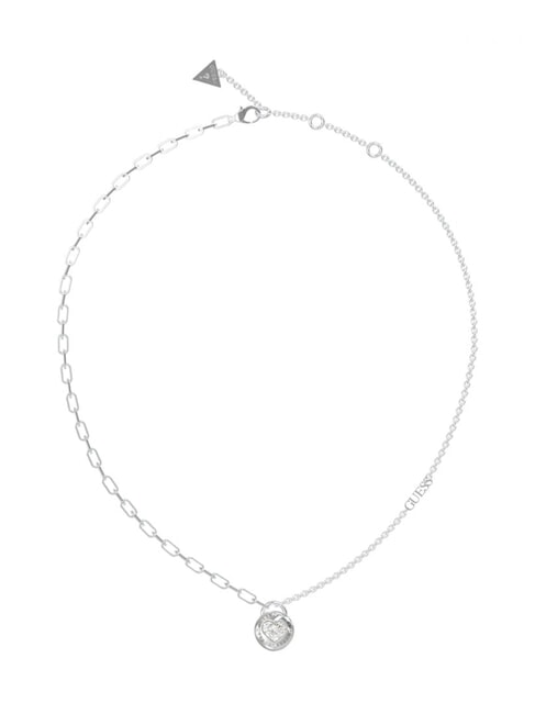 GUESS ROLLING HEARTS Heart Zirconia Necklace SILVER - Necklaces