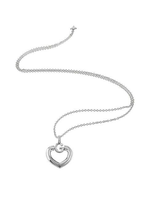 GUESS GISELE Heart Pendant Necklace SILVER - Necklaces