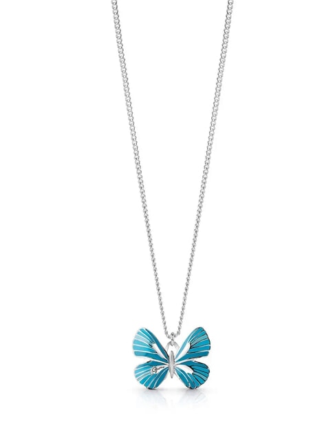 GUESS TROPICAL DREAM Enamelled Butterfly Necklace SILVER - Necklaces