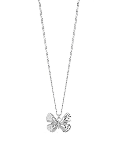 GUESS TROPICAL DREAM Butterfly Charm Necklace SILVER - Necklaces