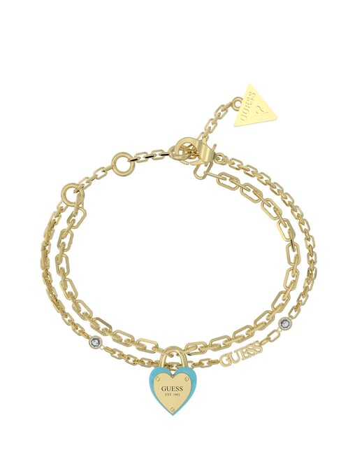GUESS ALL YOU NEED IS LOVE Padlock charm bracelet ylw gold/turquoise - Bracelets