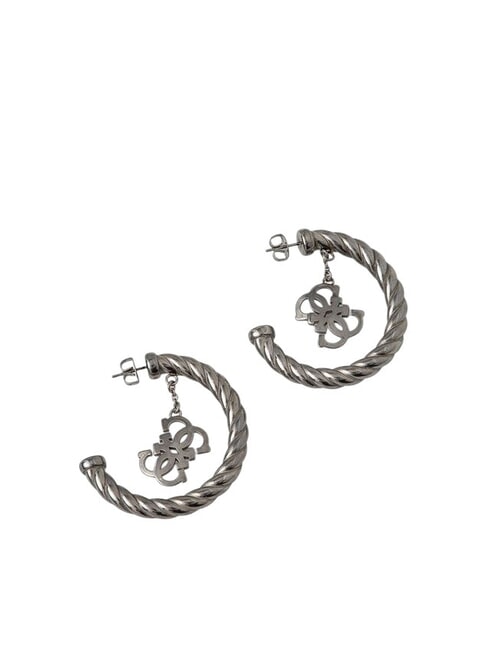 GUESS 4G VINTAGE Half circle earrings with charm antique silver - Earrings