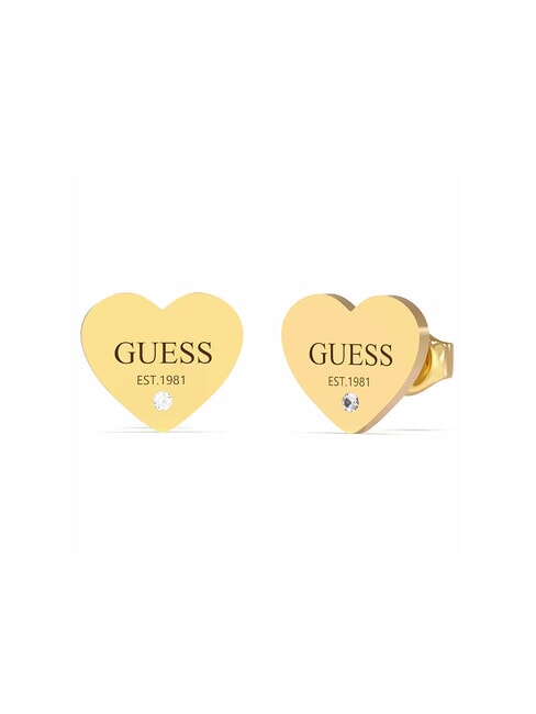 GUESS PLAIN HEART Crystal earrings yellow gold - Earrings