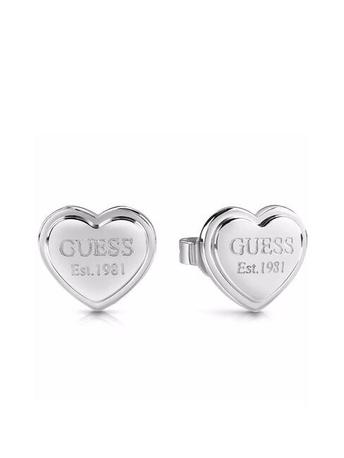 GUESS STUDS PARTY Logo heart earrings SILVER - Earrings