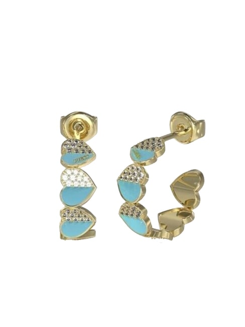 GUESS LOVELY GUESS Enamelled heart earrings ylw gold/turquoise - Earrings