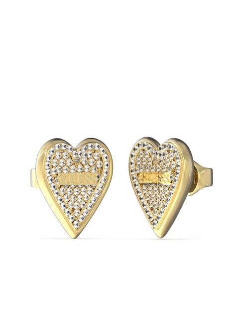 GUESS LOVE ME TENDER Heart earrings with zircons yellow gold - Earrings