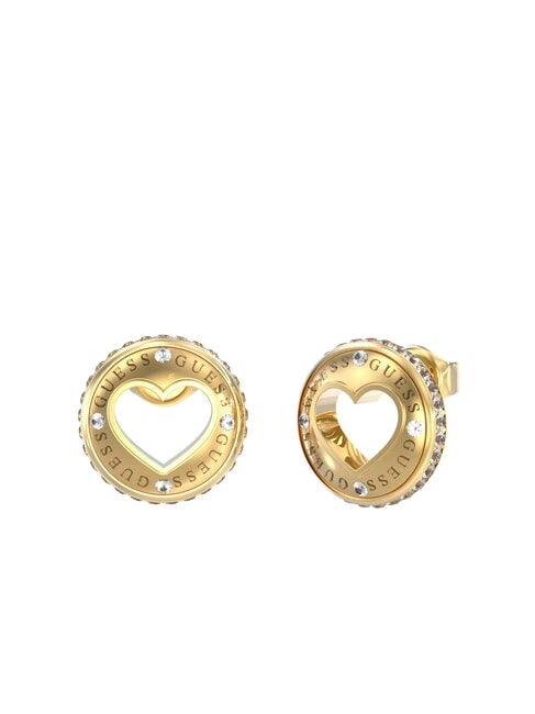 GUESS ROLLING HEARTS Pierced heart earrings yellow gold - Earrings