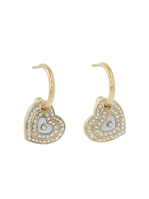 GUESS AMAMI Mother of pearl and zirconia heart earrings gold - Earrings