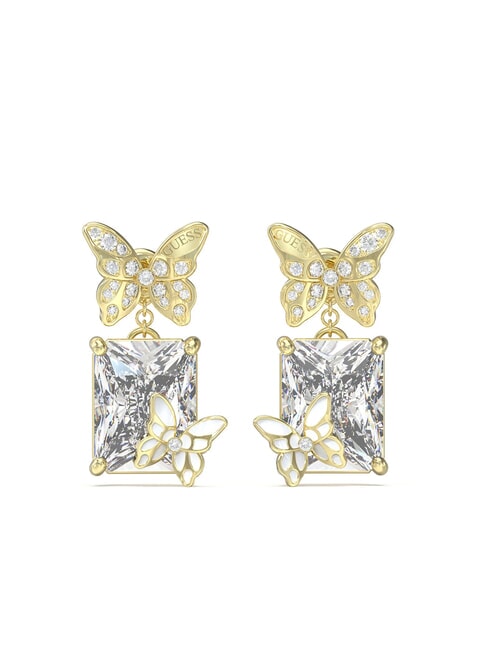 GUESS CHRYSALIS Butterfly and crystal earrings yellow gold - Earrings