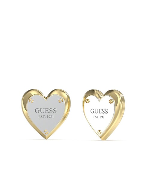 GUESS ALL YOU NEED IS LOVE Heart earrings with logo yellow gold/rhodium - Earrings