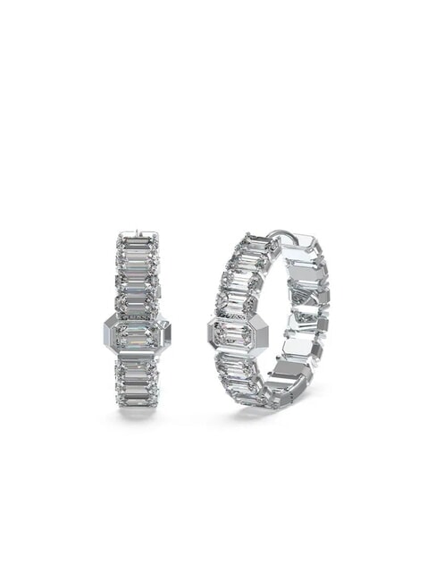 GUESS HASHTAG Rectangular Crystal Earrings SILVER - Earrings