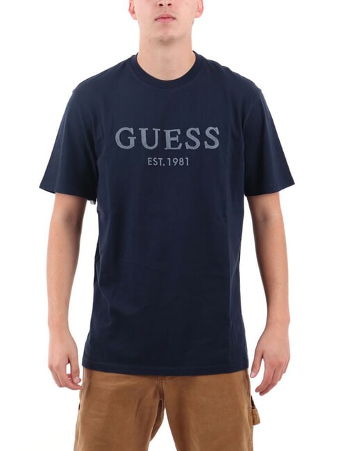 GUESS BOX LOGO T-shirt with embroidered logo smartblue - T-shirt