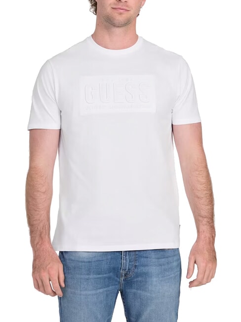 GUESS BSC EMBOSSED LOGO T-shirt with embossed print purwhite - T-shirt