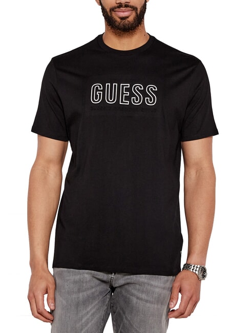 GUESS BSC EMBOSSED LOGO T-shirt with embossed print jet black multi - T-shirt