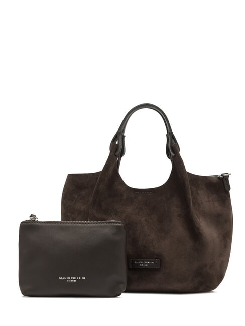 GIANNI CHIARINI DUA Suede leather shoulder bag with pouch mocha - Women’s Bags