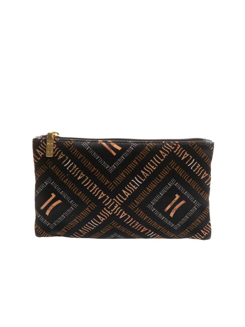 ALVIERO MARTINI PRIMA CLASSE GEO Flat bag with all-over logo Black - Sachets & Travels Cases