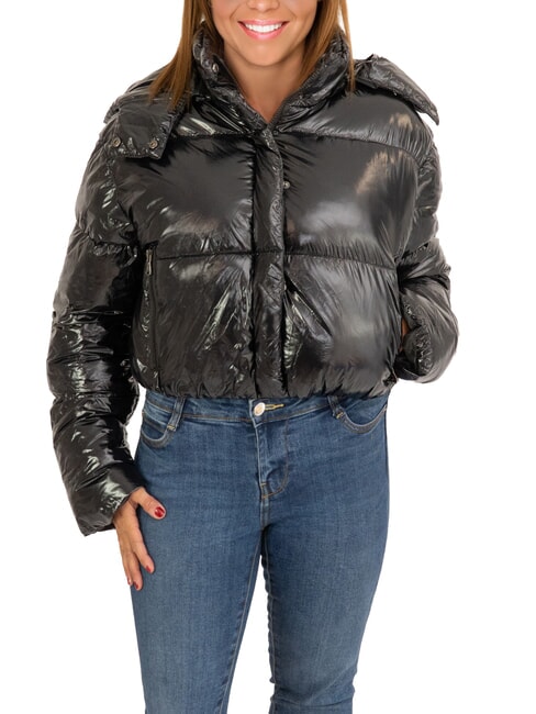 CANADIAN MINGAN Short shiny down jacket with hood recycled shiny black - Women's down jackets