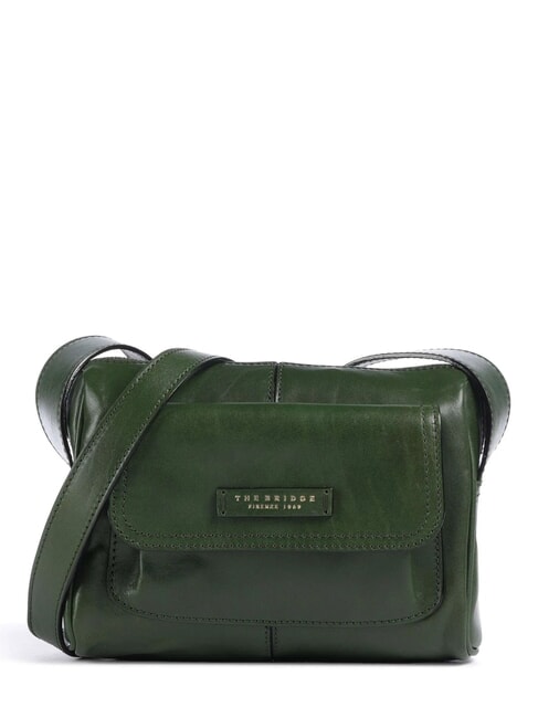 THE BRIDGE FLORA Leather shoulder bag with pocket english green abb. gold - Women’s Bags
