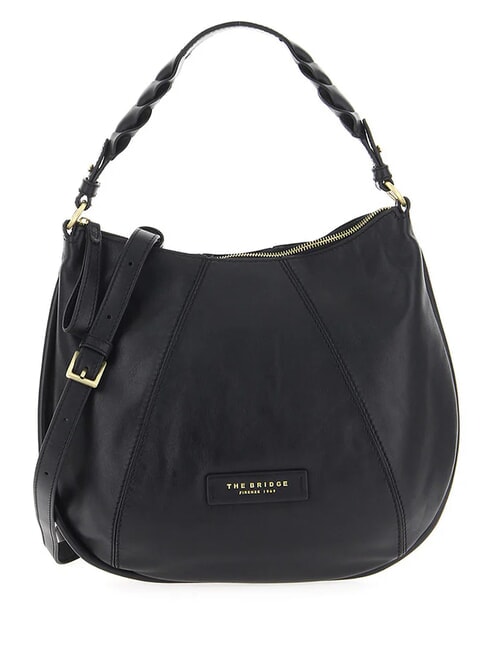 THE BRIDGE BRIGIDA Shoulder bag, in leather Black Gold - Women’s Bags