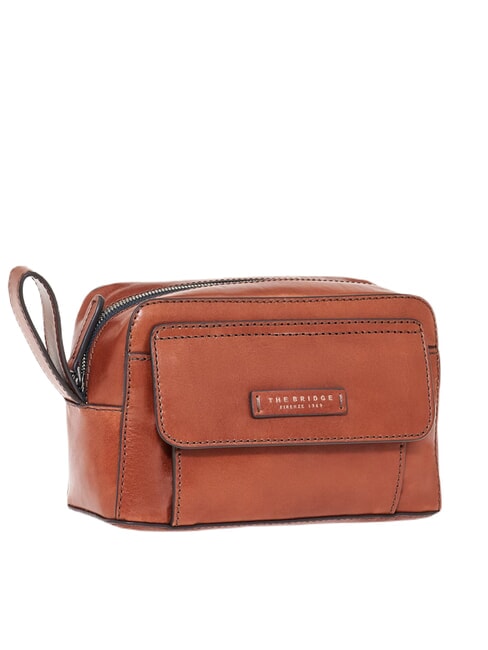 THE BRIDGE ALBERTO Leather beauty pouch Brown / Ruthenium - Beauty Case