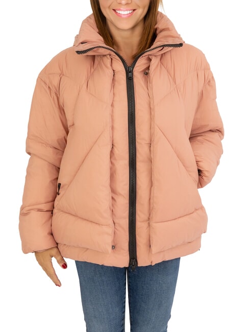 CANADIAN EUGENIE Short satin down jacket with hood cameo brown - Women's down jackets