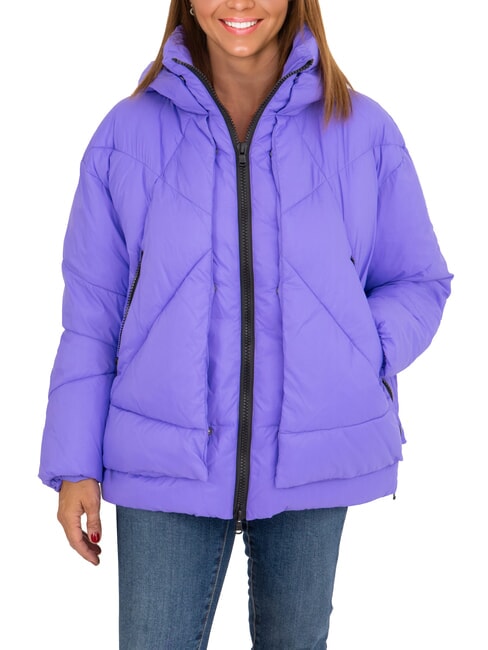 CANADIAN EUGENIE Short satin down jacket with hood purple opulence - Women's down jackets