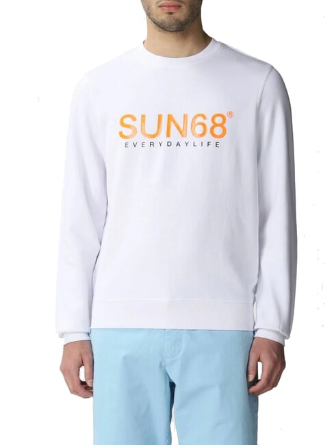 SUN68 ROUND FLUO Crewneck sweatshirt with logo print white - Sweatshirts