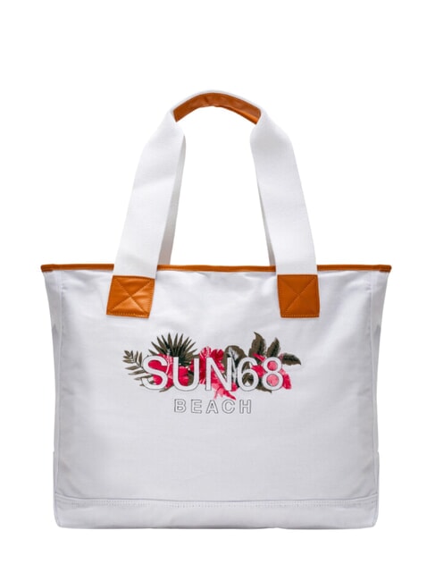 SUN68 LOGO BEACH Beach bag in canvas cream white - Women’s Bags