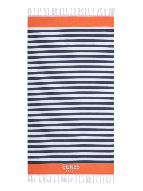 SUN68 STRIPES Cotton beach towel white/navy blue - Travel Accessories