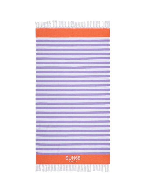 SUN68 STRIPES Cotton beach towel white/lilac - Travel Accessories