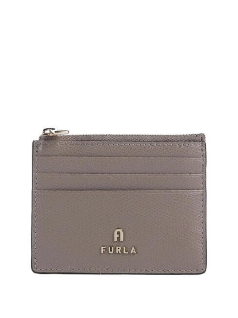 FURLA CAMELIA Leather card holder / coin purse gray stucco - Women’s Wallets