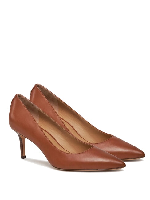 RALPH LAUREN LANETTE Leather décolleté deep saddle tan - Women’s shoes