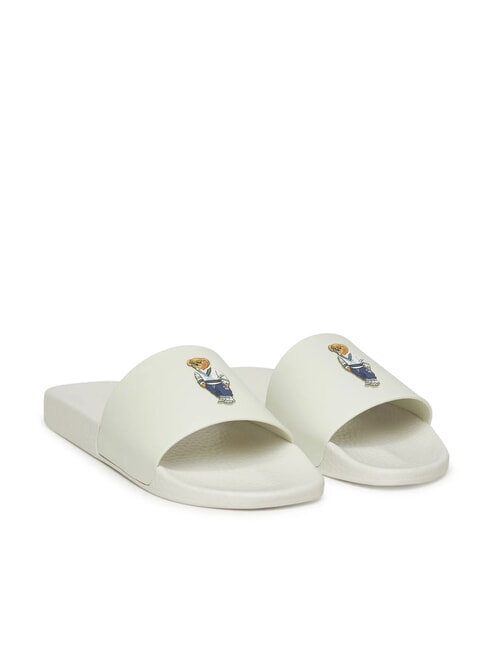 RALPH LAUREN POLO SLIDE Slippers heritage bear - deckwash white - Unisex shoes