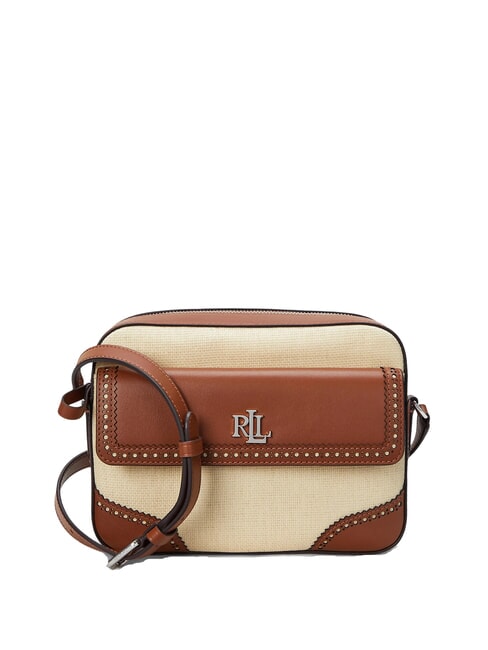 RALPH LAUREN MARCY Straw camera bag with pocket light natural/lauren tan - Women’s Bags