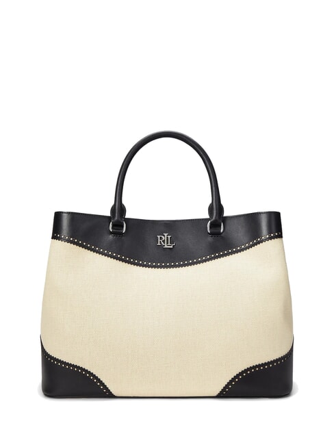 RALPH LAUREN MARCY 36 Straw handbag with shoulder strap light natural/black - Women’s Bags