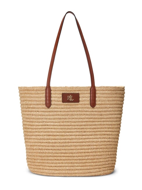 RALPH LAUREN BRIE 31 Straw shopping bag with pouch natural/lauren tan - Women’s Bags