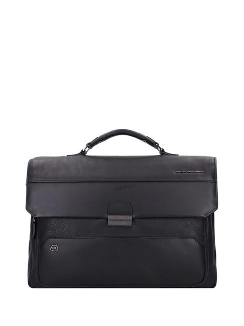PIQUADRO MARTIN  Expandable 15.6" PC briefcase Black - Work Briefcases